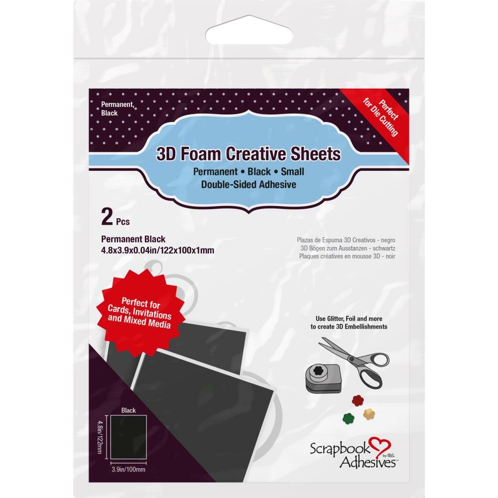 Scrapbook Adhesives 3D Foam Creative Sheets Small - Black, 2 pk