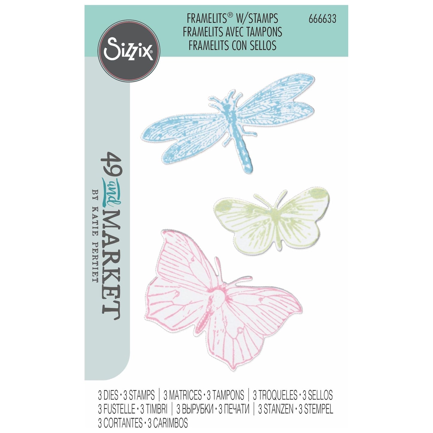 Sizzix - 49 and Market Framelits Dies w/Stamps - Engraved Wings