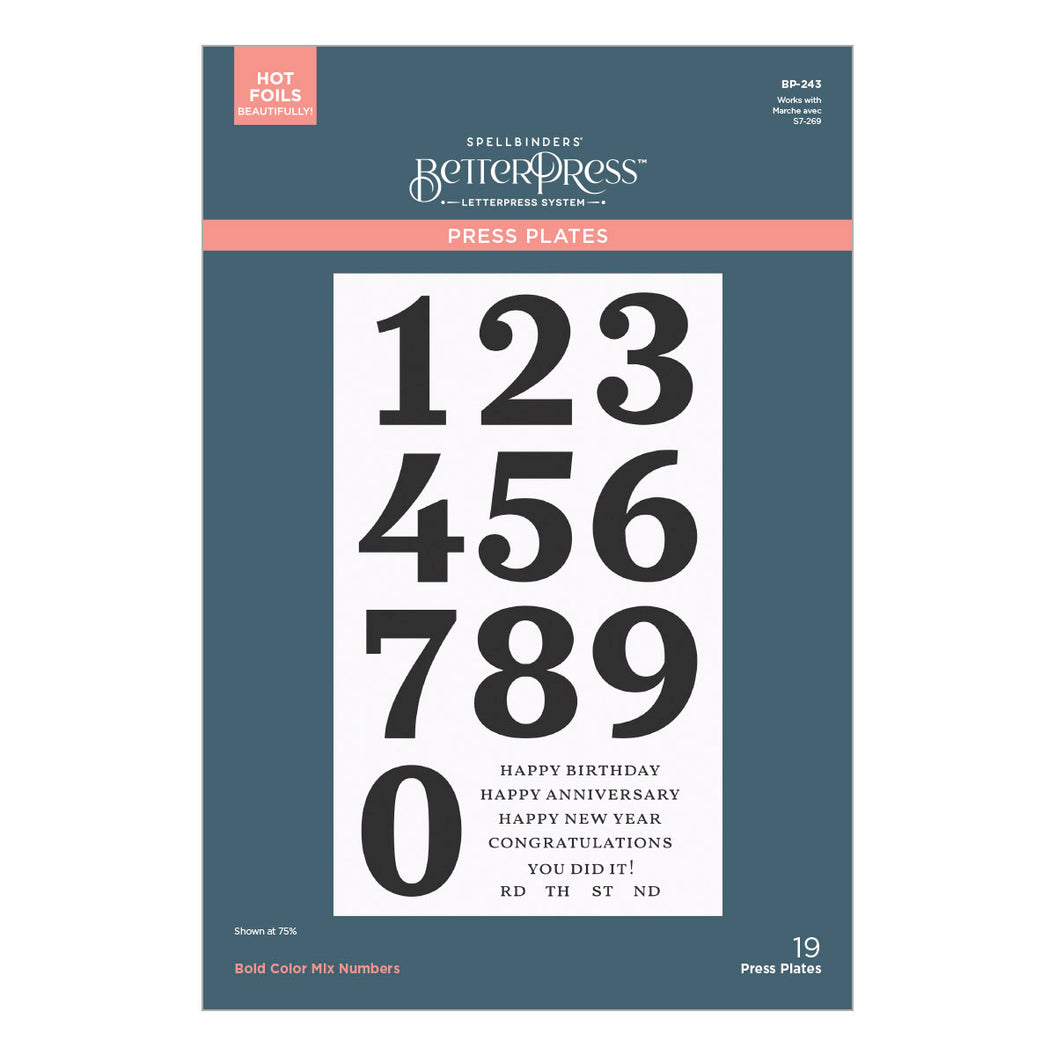 Spellbinders Press Plates - Bold Color Mix Numbers