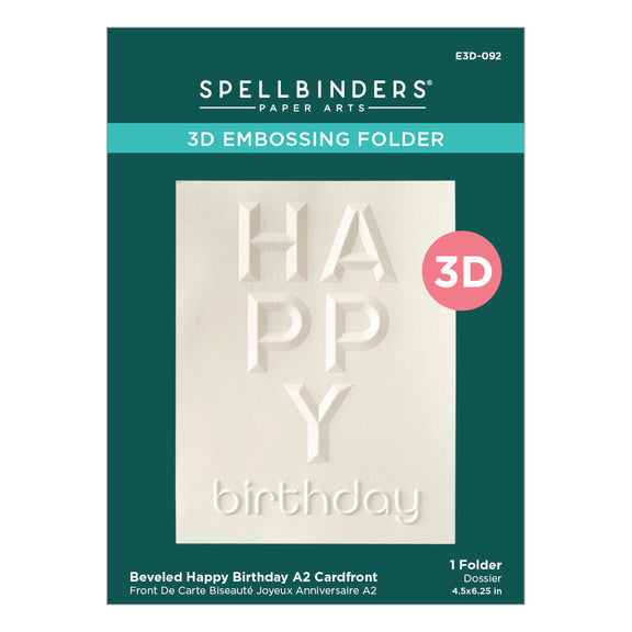 Spellbinders 3D Embossing Folder - Beveled Happy Birthday