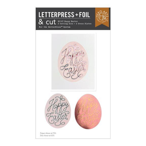 Hero Arts Letterpress + Foil Plate & Cut - Happy Easter