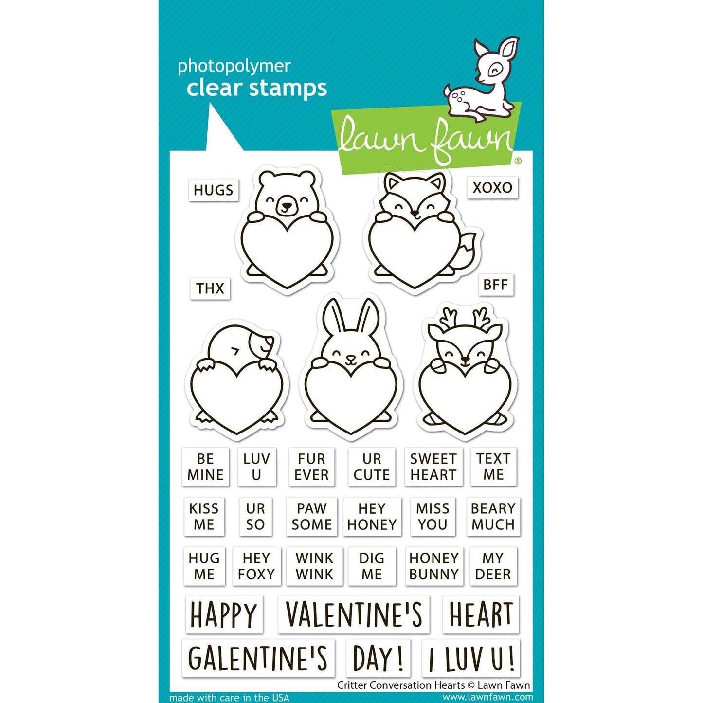 Lawn Fawn Clear Stamps - Critter Conversation Hearts