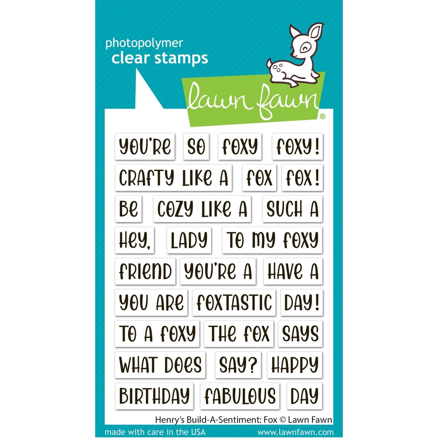 Lawn Fawn Clear Stamps - Henry's Build-A-Sentiment: Fox