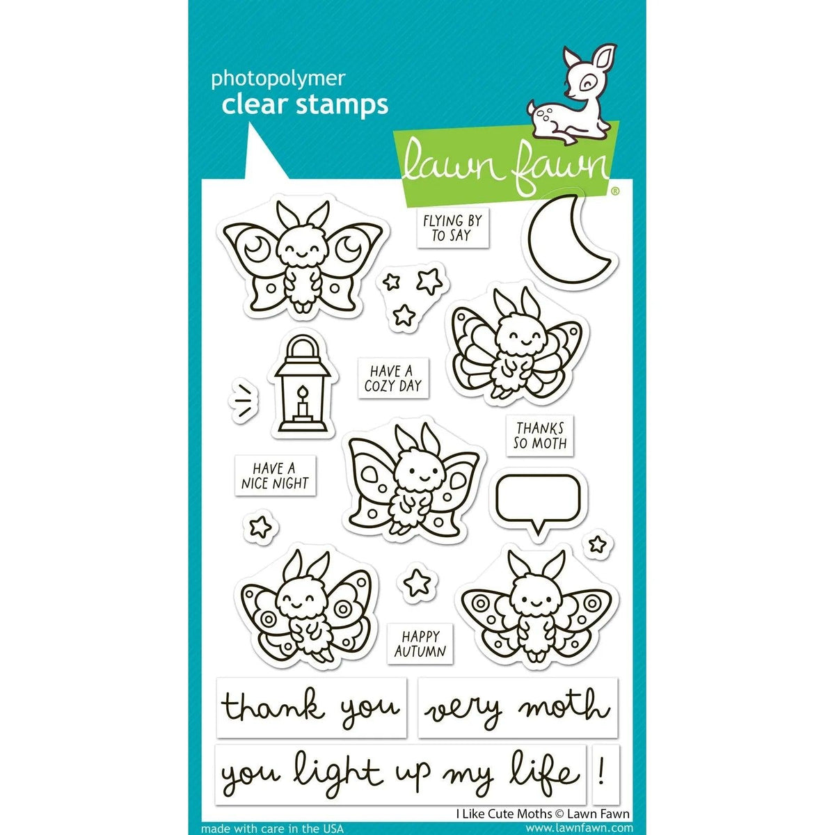 Lawn Fawn Clear Stamps - I Like Cute Moths