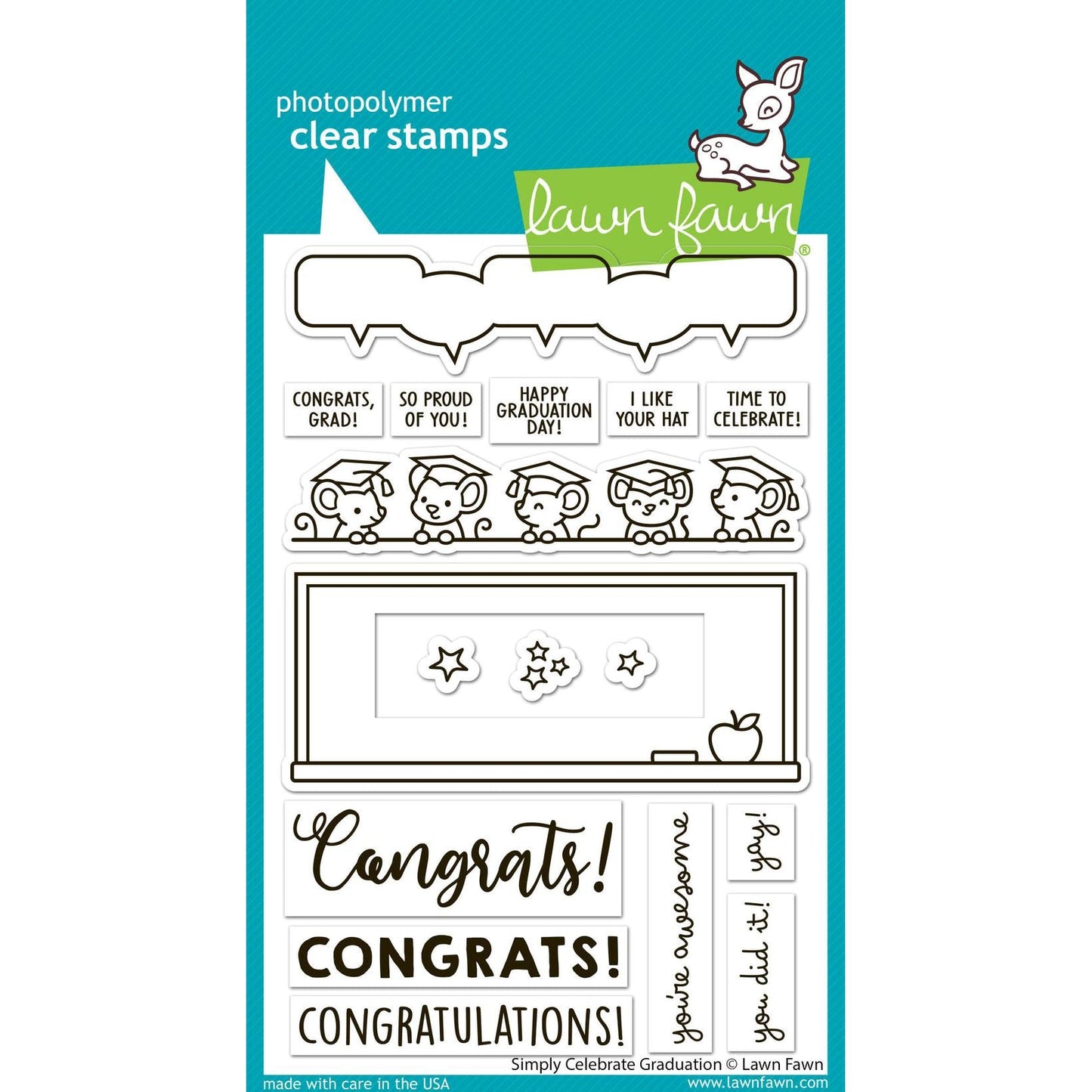 Lawn Fawn Clear Stamps - Simply Celebrate Graduation