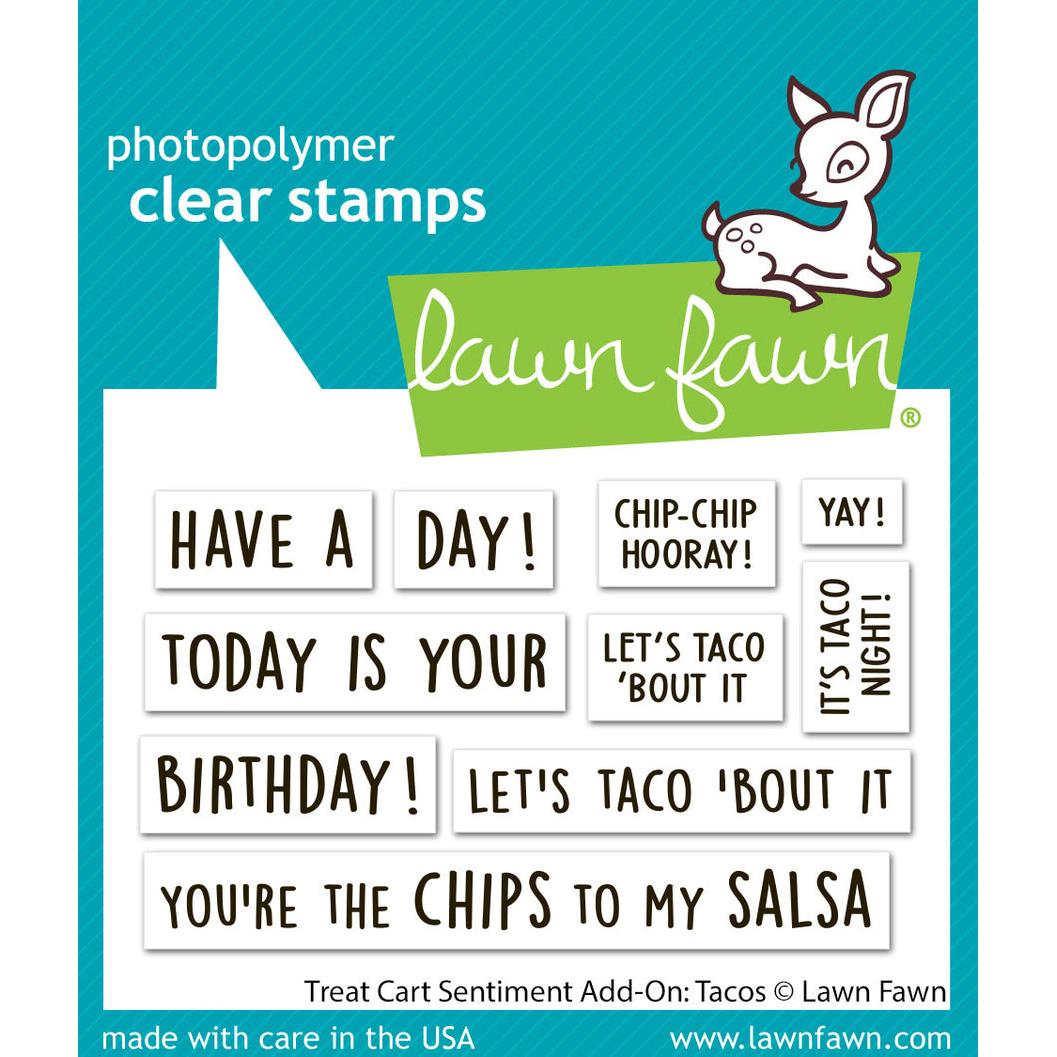 Lawn Fawn Clear Stamps - Treat Cart Sentiment Add-On: Tacos