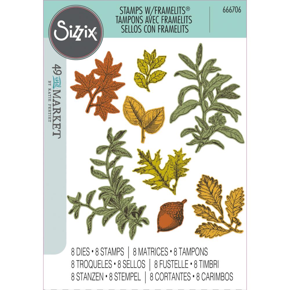 Sizzix - 49 and Market Clear Stamps & Framelits Dies - Forever Leaves