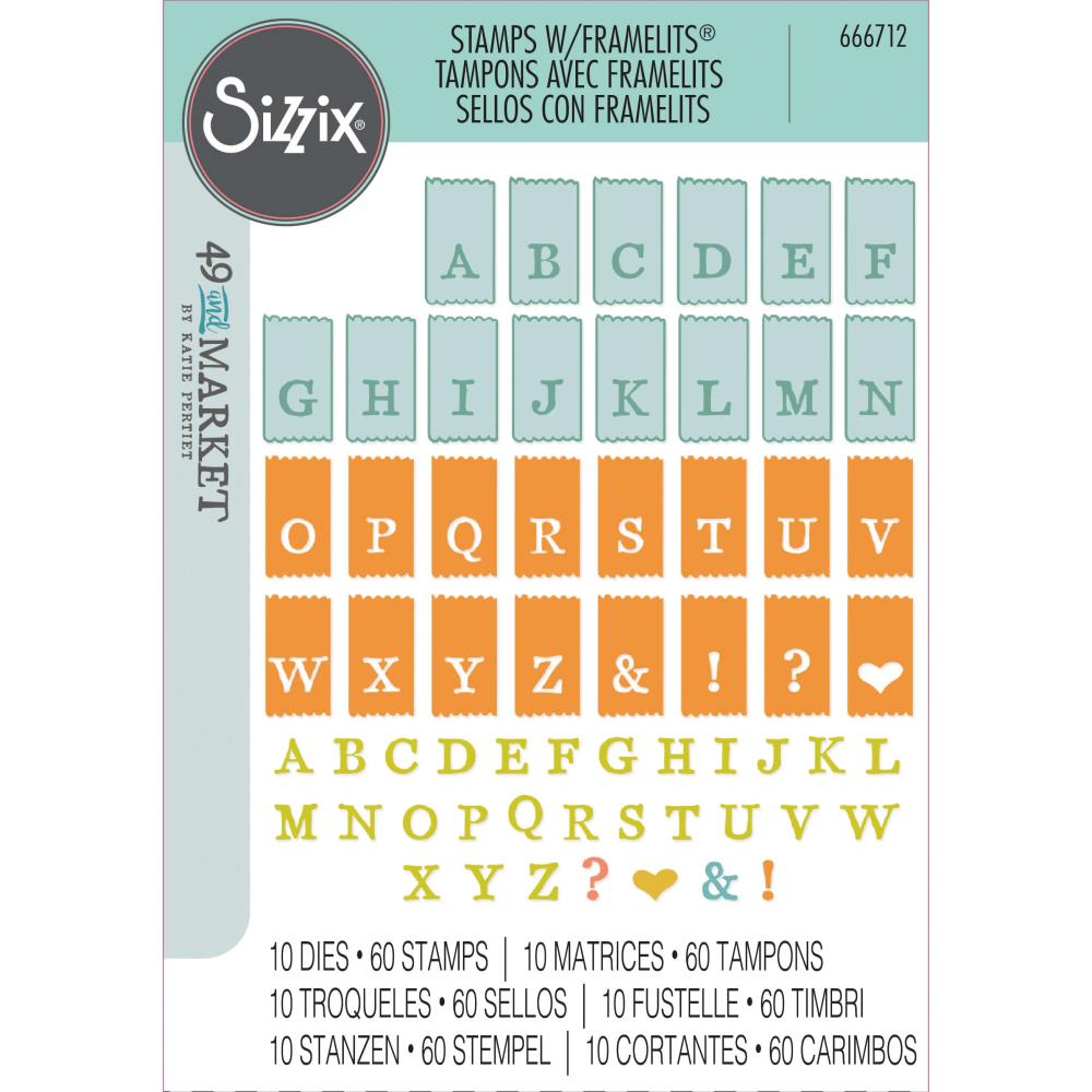 Sizzix - 49 and Market Clear Stamps & Framelits Dies - Tab Stamp Alpha