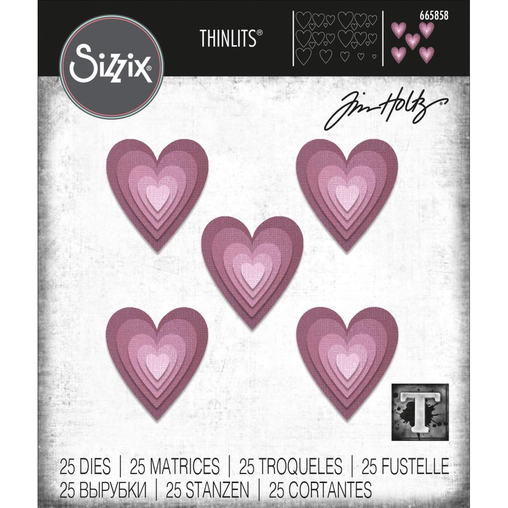 Sizzix Thinlits Dies - Stacked Tiles, Hearts by Tim Holtz