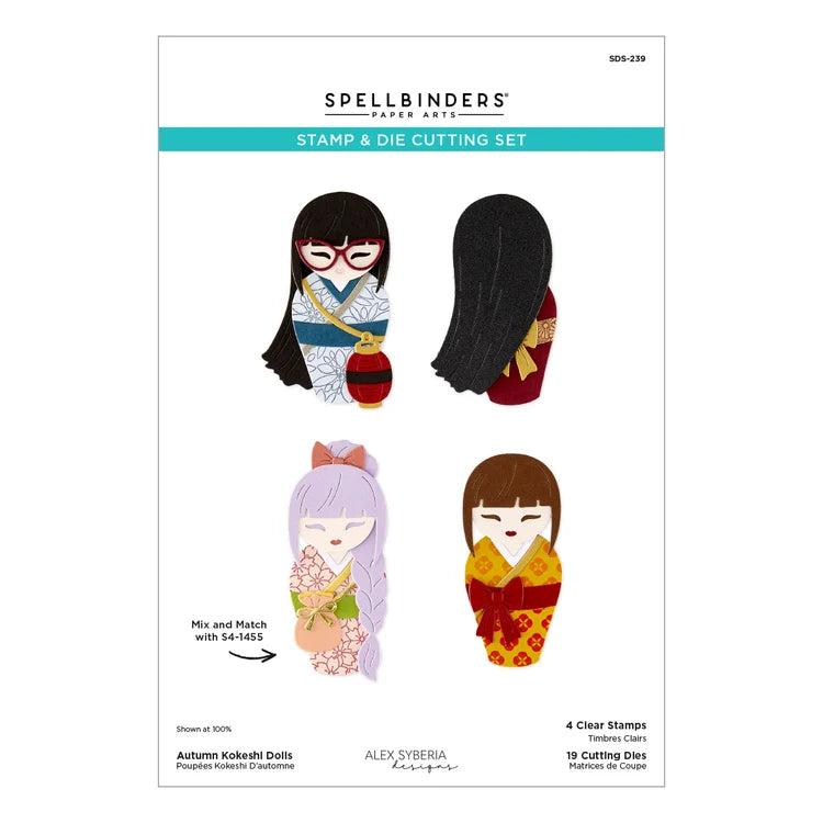 Spellbinders Clear Stamp & Dies - Autumn Kokeshi Dolls