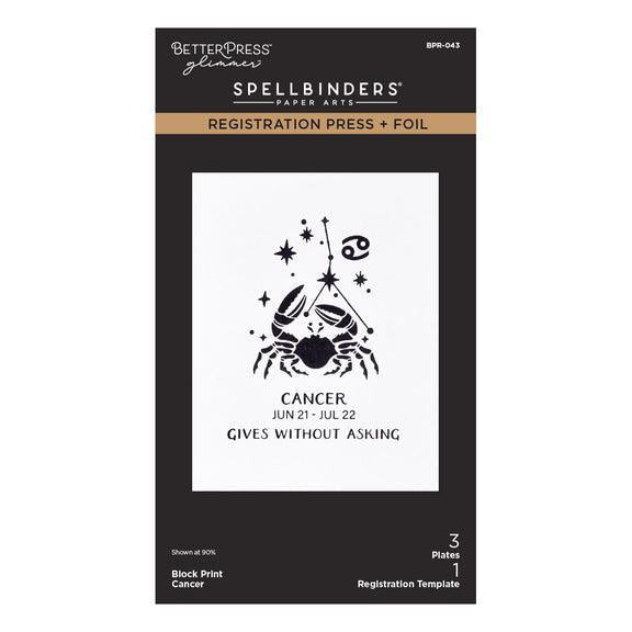 Spellbinders Registration Press + Foil Plates - Block Print Cancer