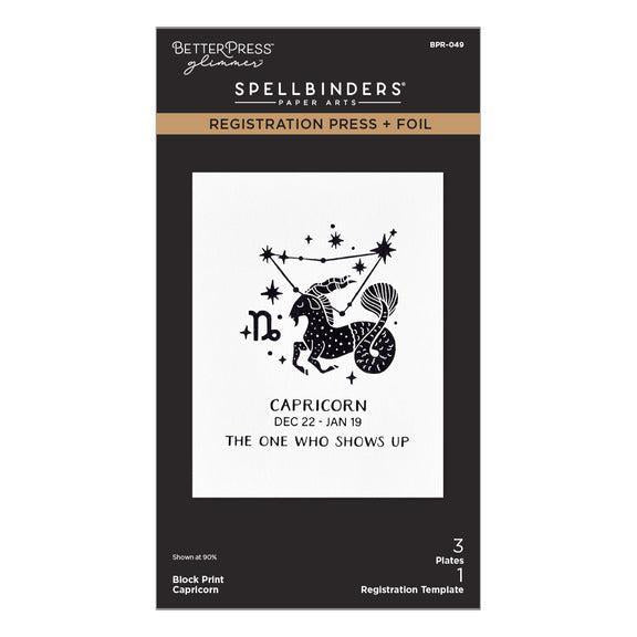 Spellbinders Registration Press + Foil Plates - Block Print Capricorn