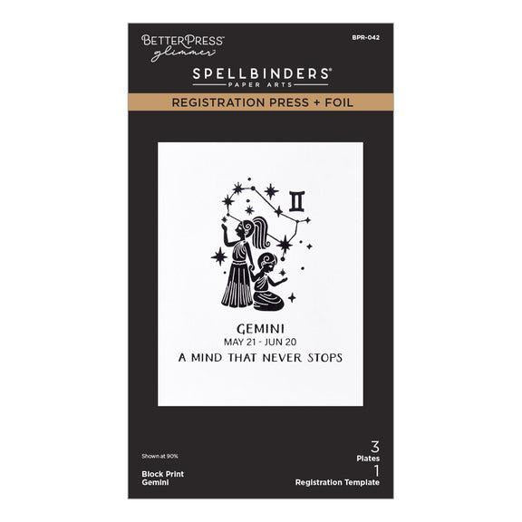 Spellbinders Registration Press + Foil Plates - Block Print Gemini