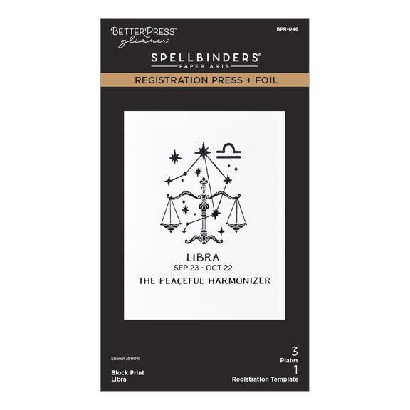 Spellbinders Registration Press + Foil Plates - Block Print Libra