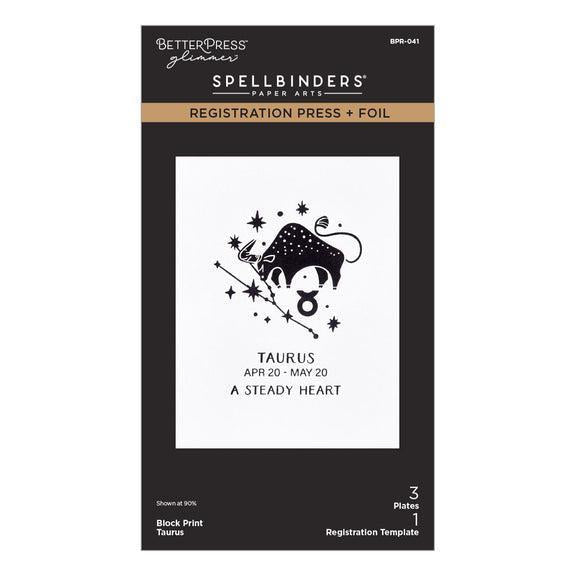 Spellbinders Registration Press + Foil Plates - Block Print Taurus