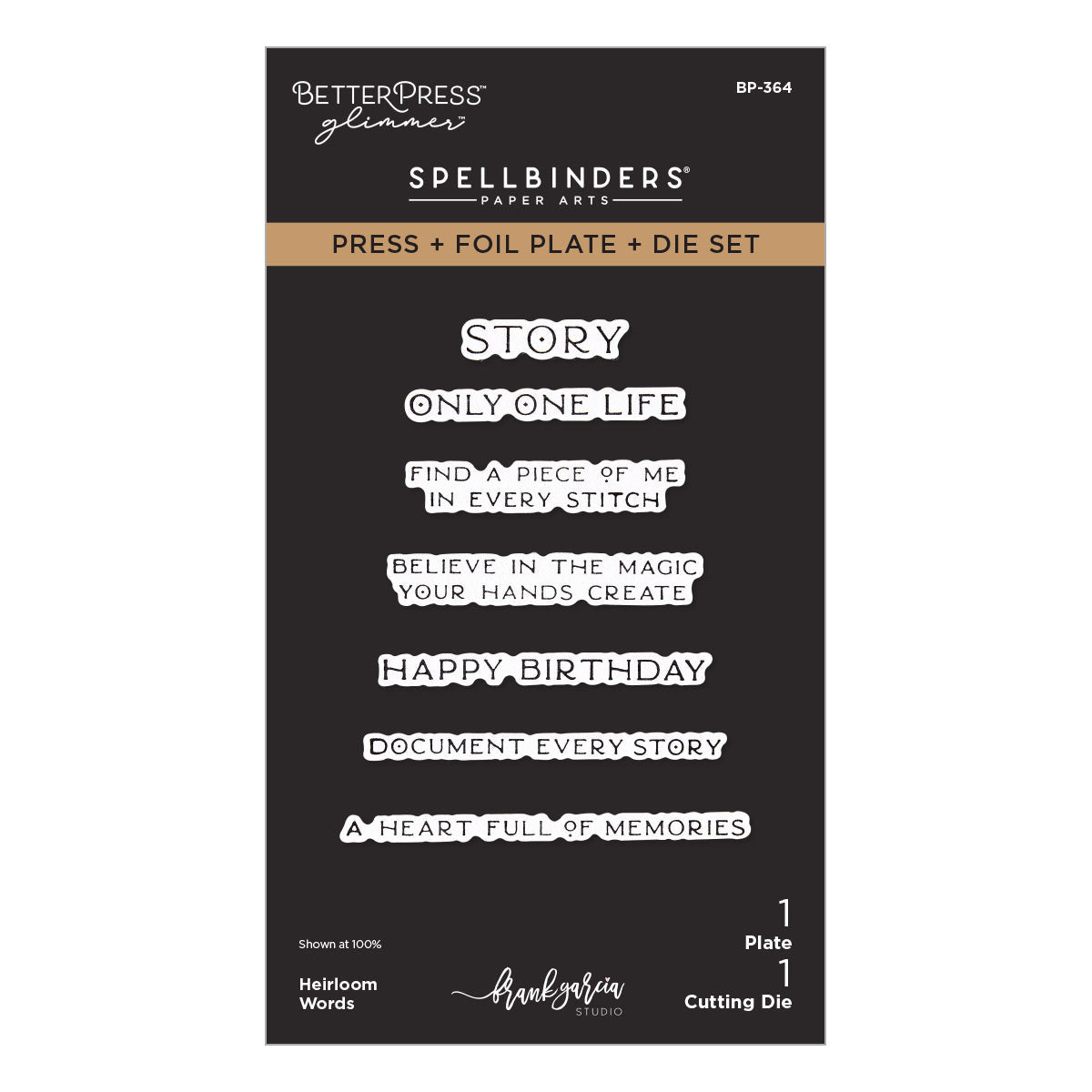 Spellbinders Letterpress + Foil Plate & Cut - Heirloom Words