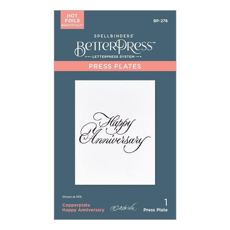 Spellbinders Press Plates - Copperplate Happy Anniversary