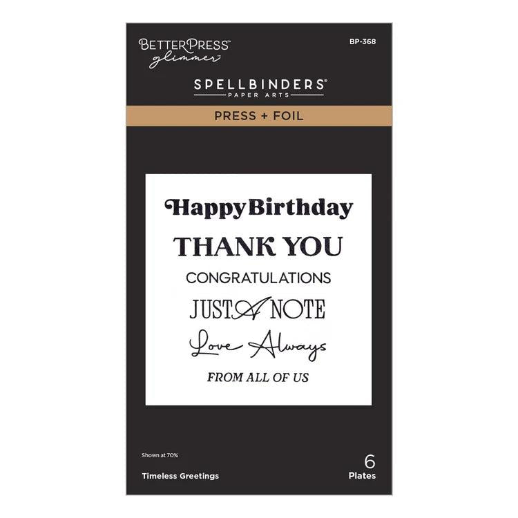 Spellbinders Letterpress + Foil Plate - Timeless Greetings