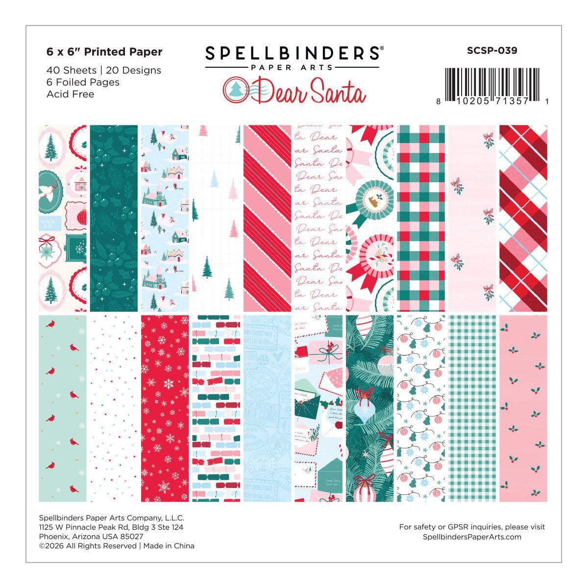 Spellbinders Paper Pack - Dear Santa - 6" x 6"