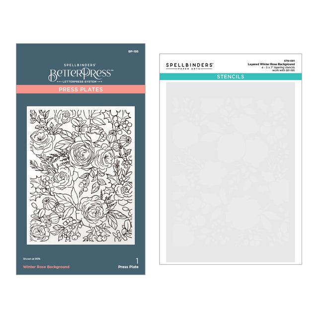 Spellbinders Press Plates & Stencils - Winter Rose Background