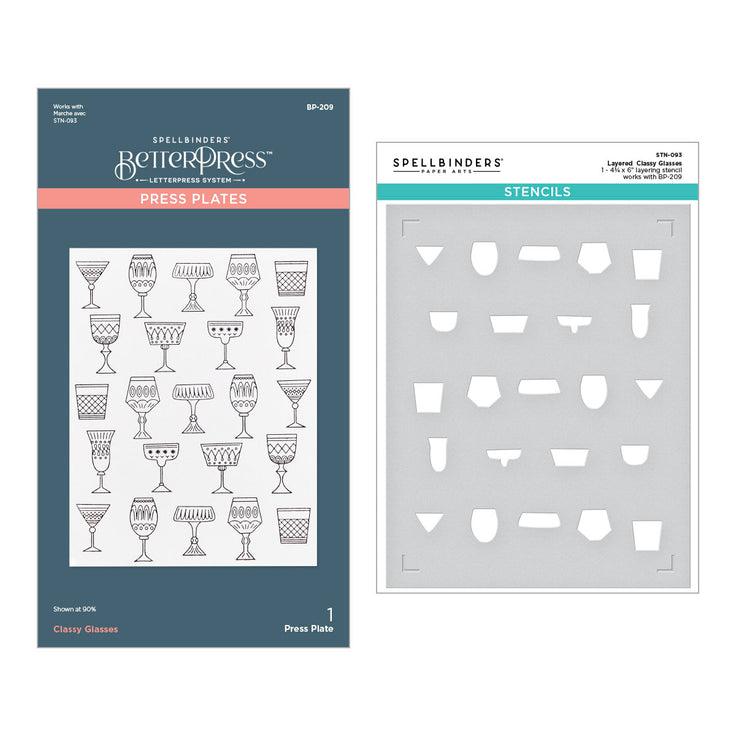 Spellbinders Press Plates & Stencils - Layered Classy Glasses