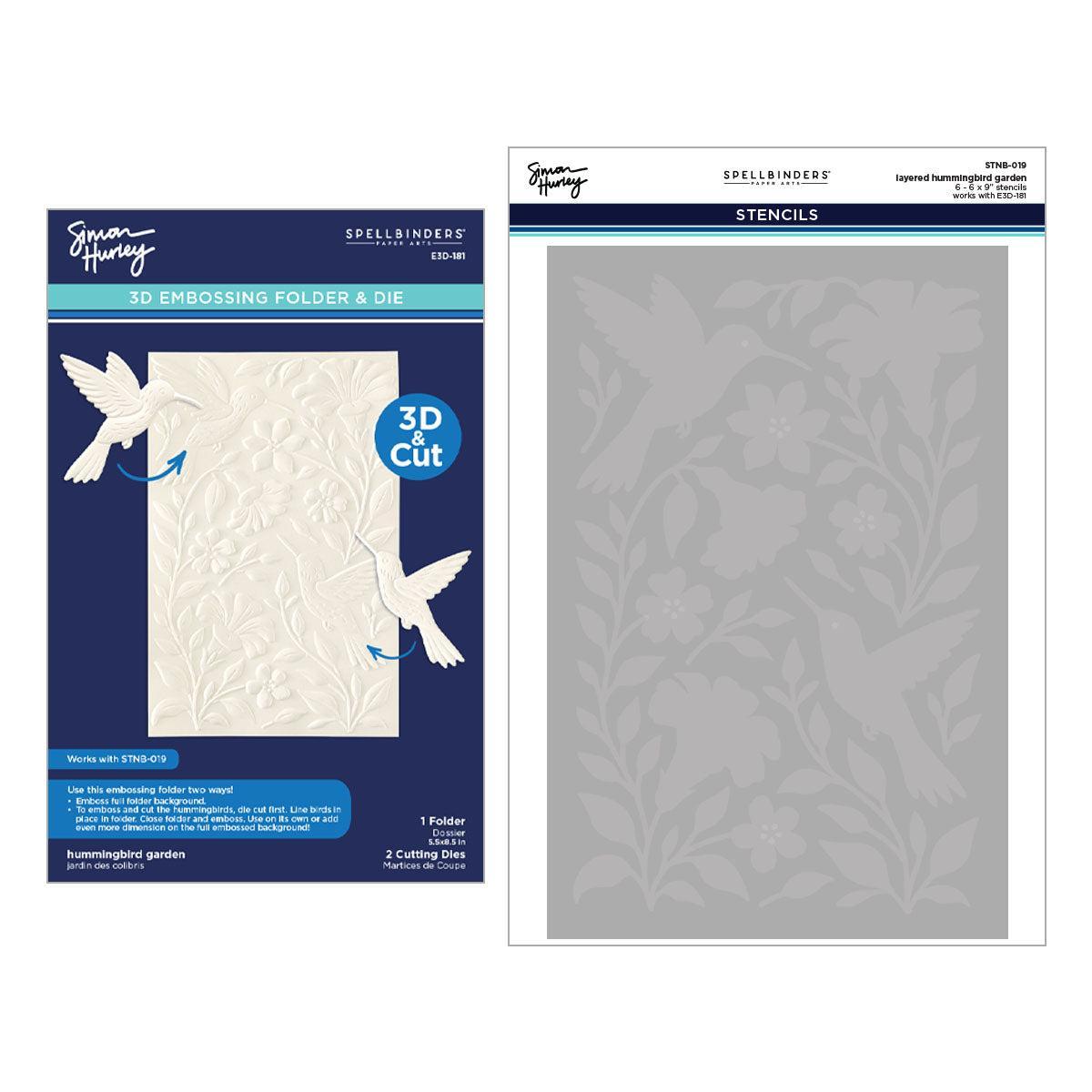 Spellbinders 3D Embossing Folder & Stencils - Hummingbird Garden