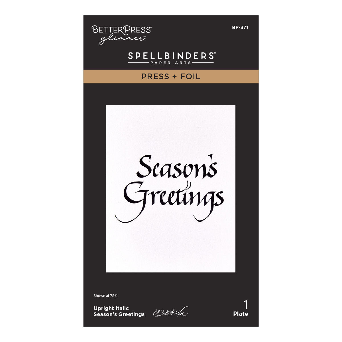 Spellbinders Letterpress + Foil Plate - Upright Italic Season's Greetings