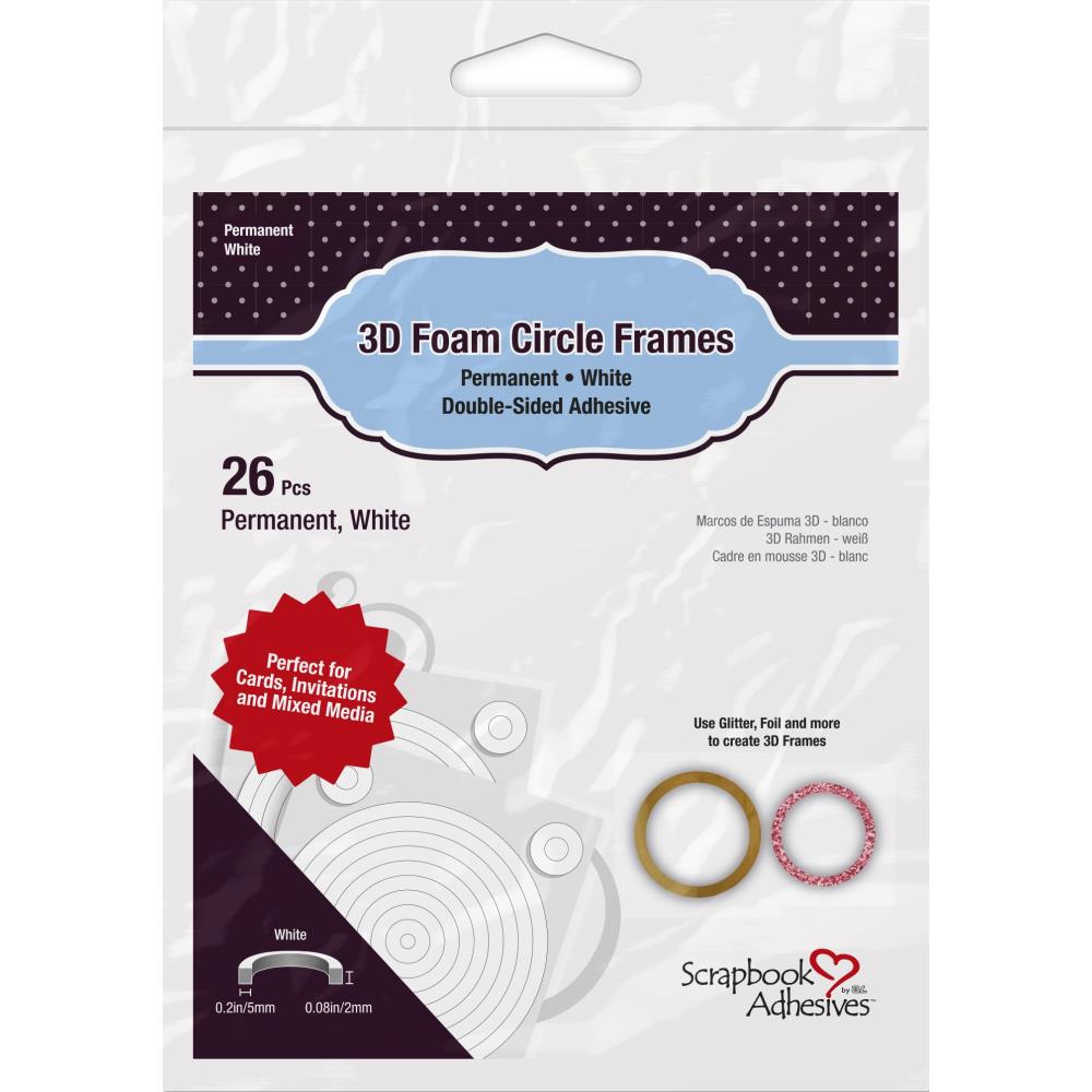 Scrapbook Adhesives 3D Permanent Foam - Circle Frames, White