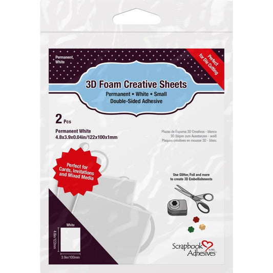 Scrapbook Adhesives 3D Foam Creative Sheets Small - White, 2 pk