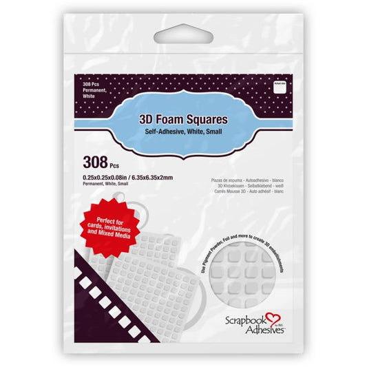 Scrapbook Adhesives 3D Permanent Foam Squares - White 1/4" x 1/4", 308 pk