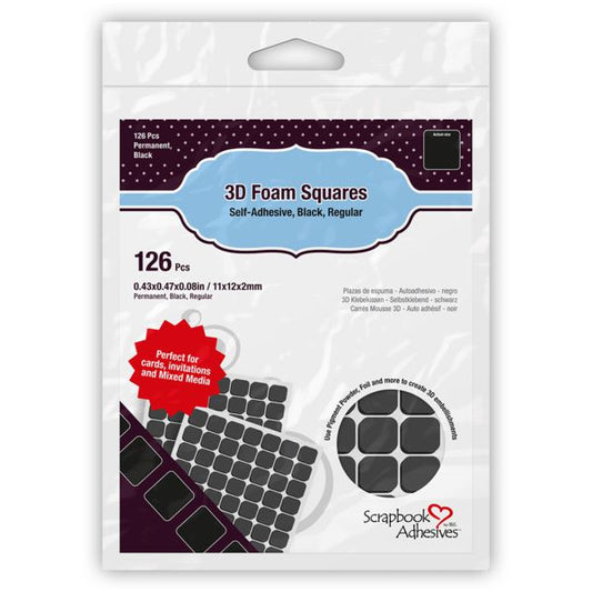 Scrapbook Adhesives 3D Permanent Foam Squares - Black 1/2" x 1/2", 126 pk