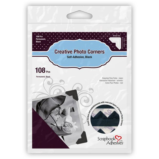 Scrapbook Adhesives Classic Style Paper Photo Corners - Black, 108 pk