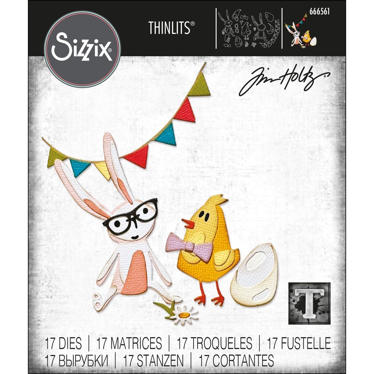 Sizzix Tim Holtz - Thinlits Dies - Vault Bunny + Chick
