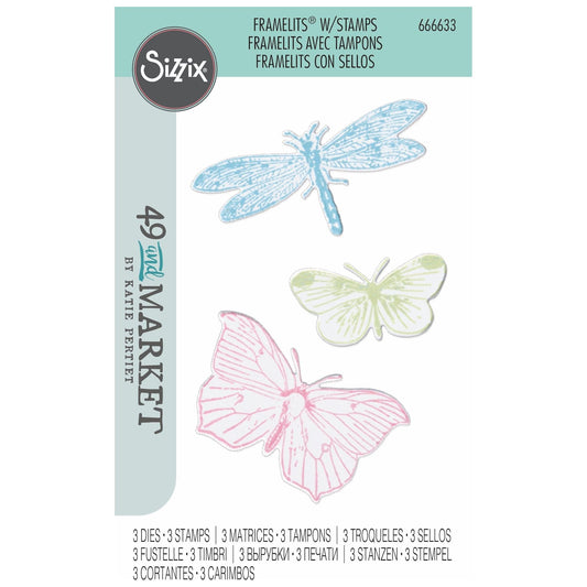 Sizzix - 49 and Market Framelits Dies w/Stamps - Engraved Wings