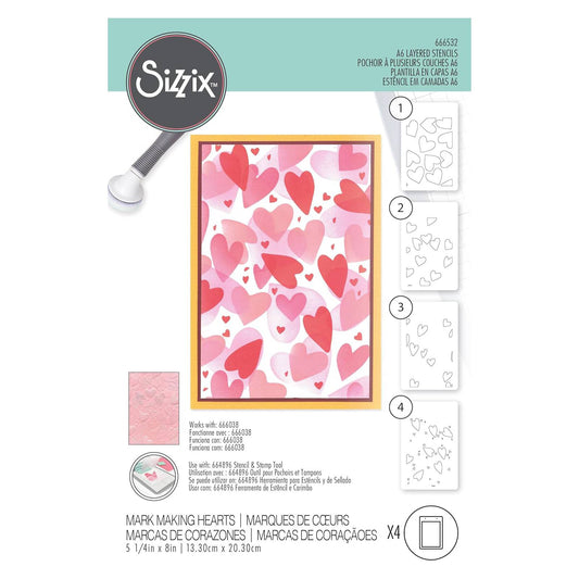 Sizzix Stencils - Layered Mark Making Hearts