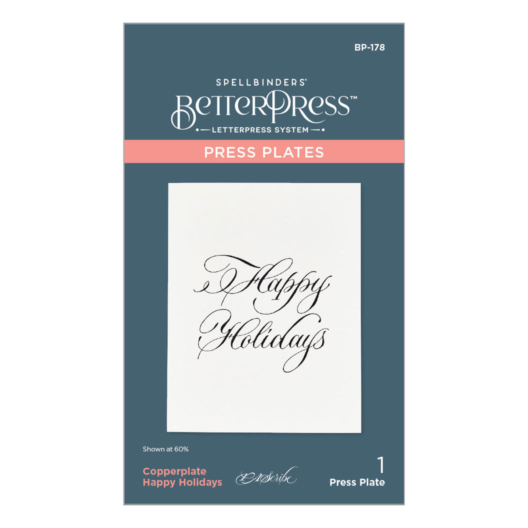 Spellbinders Press Plates - Copperplate Happy Holidays