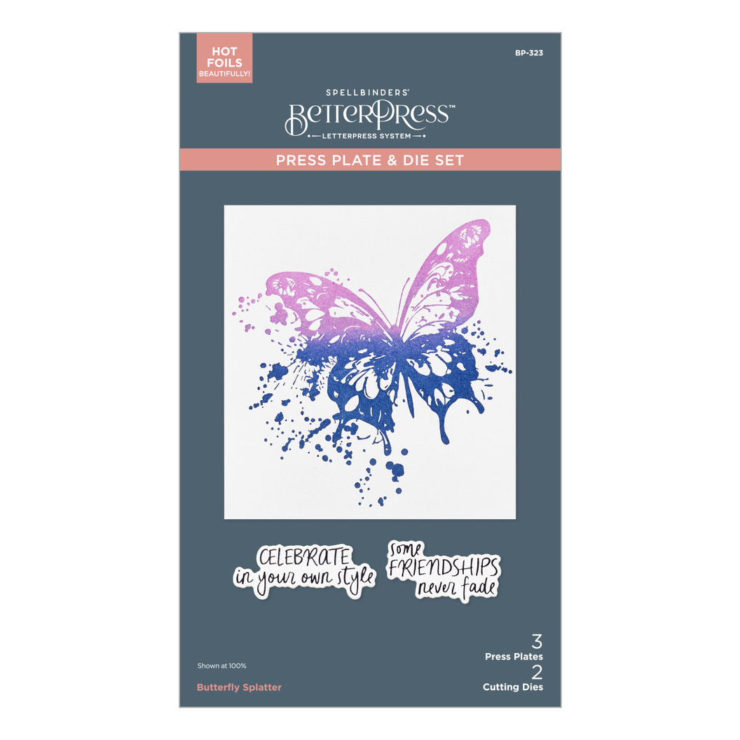 Spellbinders Press Plate & Dies - Butterfly Splatter