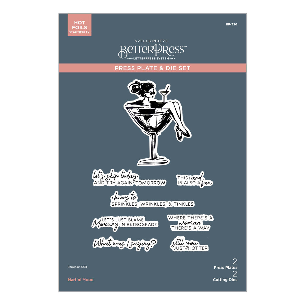 Spellbinders Press Plate & Dies - Martini Mood