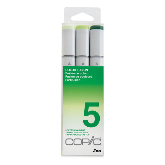 Copic Sketch Color Fusion Markers - Set 5 Greens, 3 pk