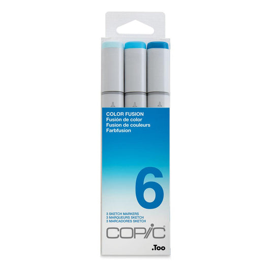 Copic Sketch Color Fusion Markers - Set 6 Blues, 3 pk