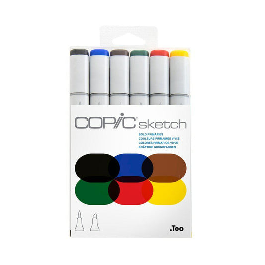 Copic Sketch Marker Set - Bold Primaries, 6 pk
