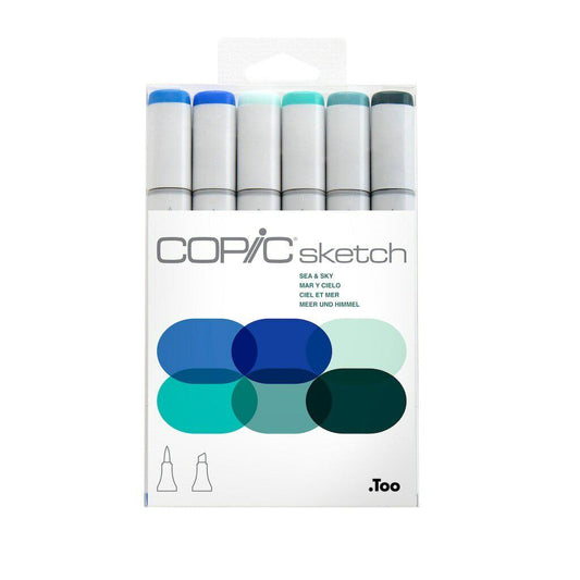 Copic Sketch Marker Set - Sea & Sky, 6 pk