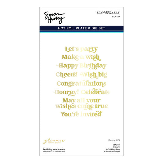 Spellbinders Glimmer Hot Foil Plates & Dies - Birthday Sentiments