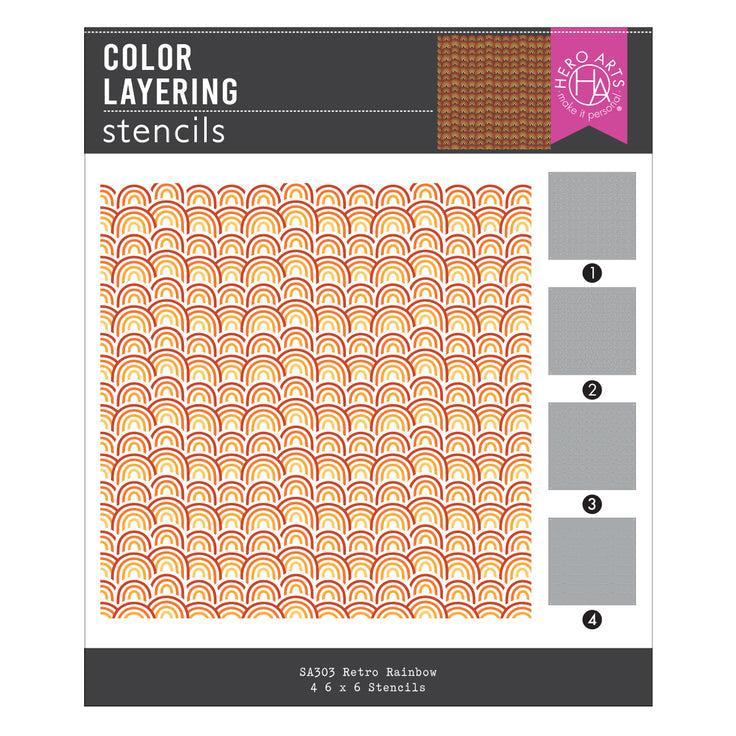 Hero Arts Stencils - Color Layering Retro Rainbow