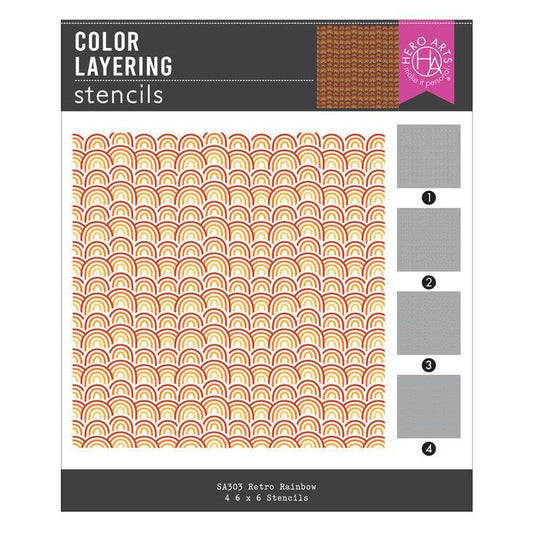 Hero Arts Stencils - Color Layering Retro Rainbow