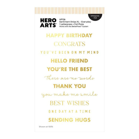 Hero Arts Letterpress + Foil Plate - Sentiment Strips XL - Everyday