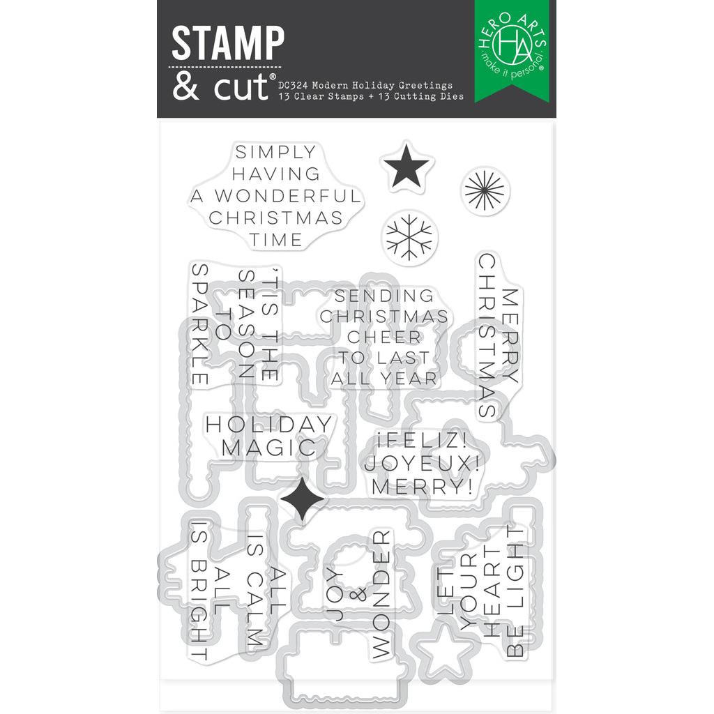 Hero Arts Stamp & Cut - Modern Holiday Greetings