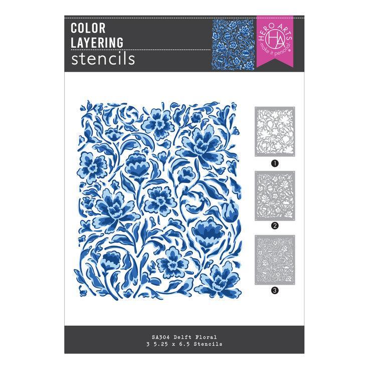 Hero Arts Stencils - Color Layering Delft Floral