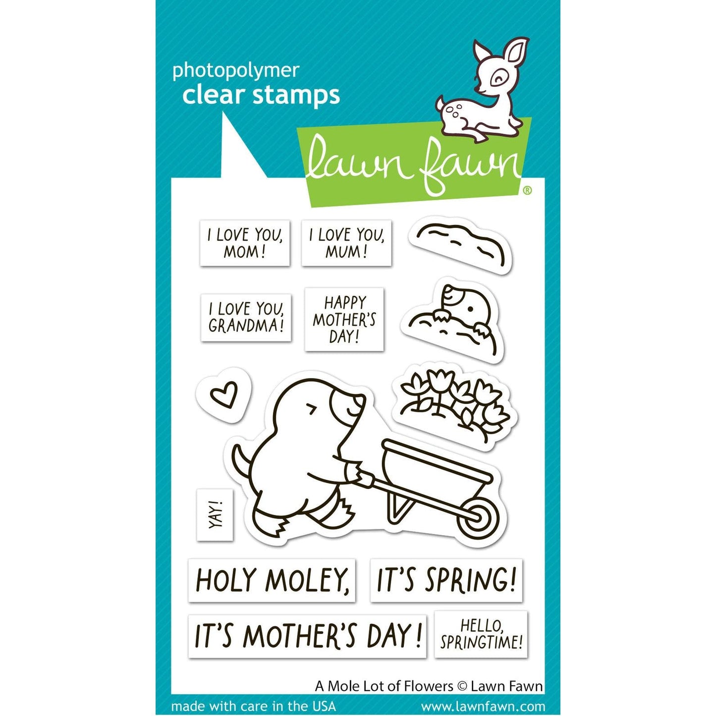 Lawn Fawn Clear Stamps - A Mole Lot of Flowers