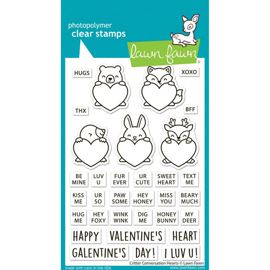 Lawn Fawn Clear Stamps - Critter Conversation Hearts